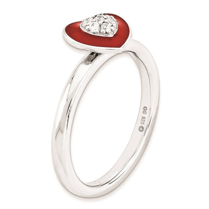 Sterlingsilber Stapelbar Expressions Poliert Emailliert/cz Herz Ring (size 7 Nur)