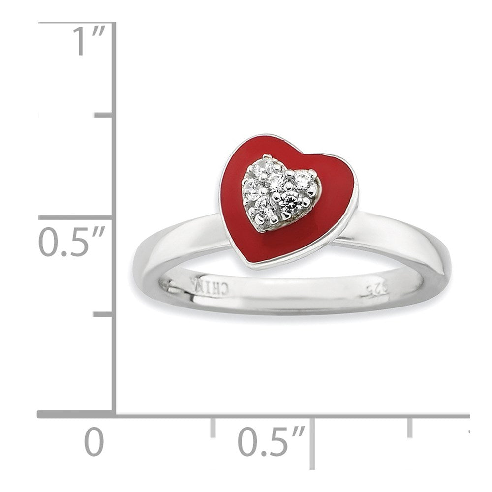 Sterlingsilber Stapelbar Expressions Poliert Emailliert/cz Herz Ring (size 7 Nur)