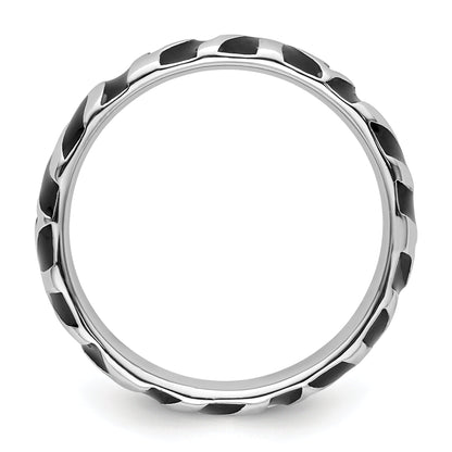Sterlingsilber Stapelbar Expressions Poliert Emailliert Animal Druck Ring