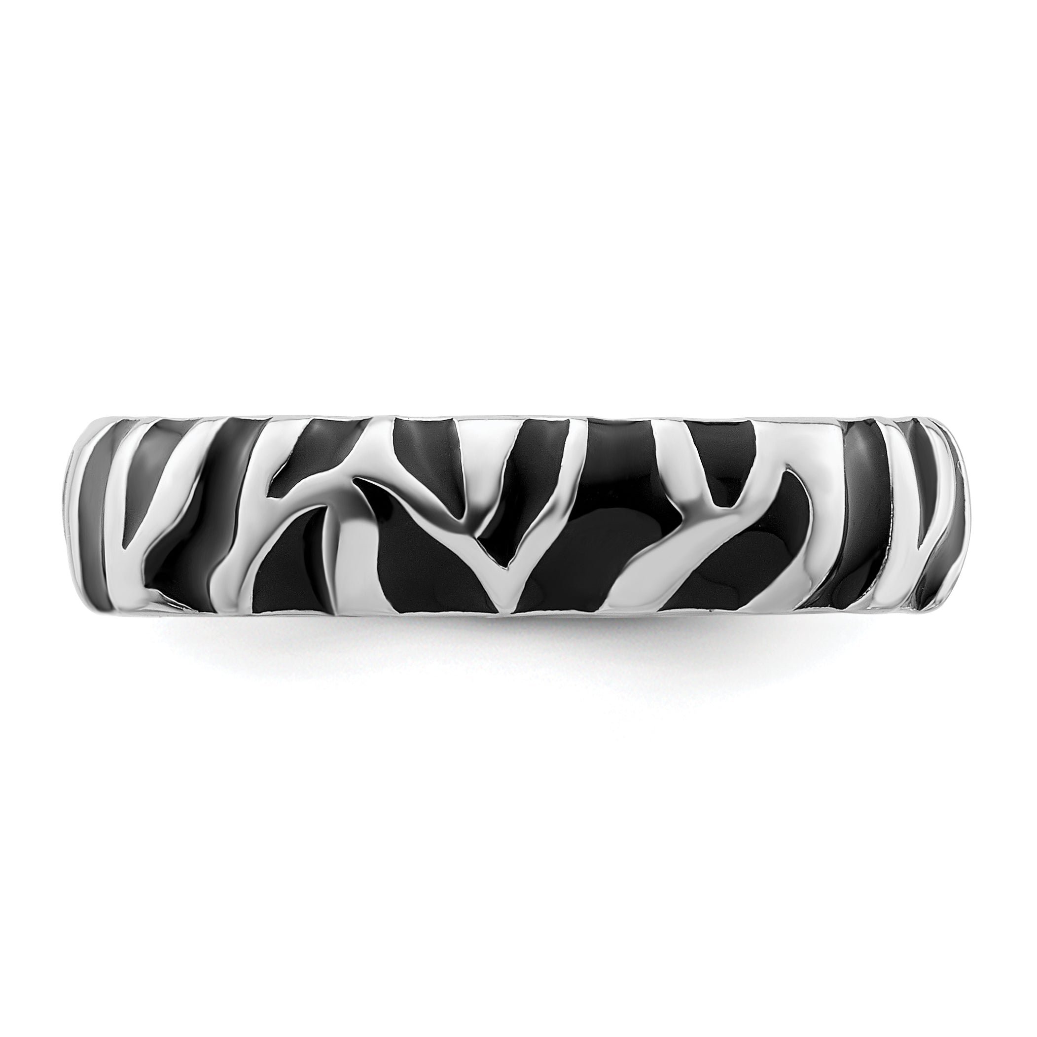 Sterlingsilber Stapelbar Expressions Poliert Emailliert Animal Druck Ring