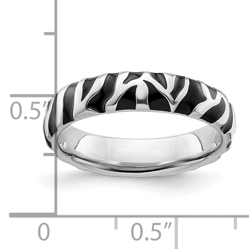 Sterlingsilber Stapelbar Expressions Poliert Emailliert Animal Druck Ring