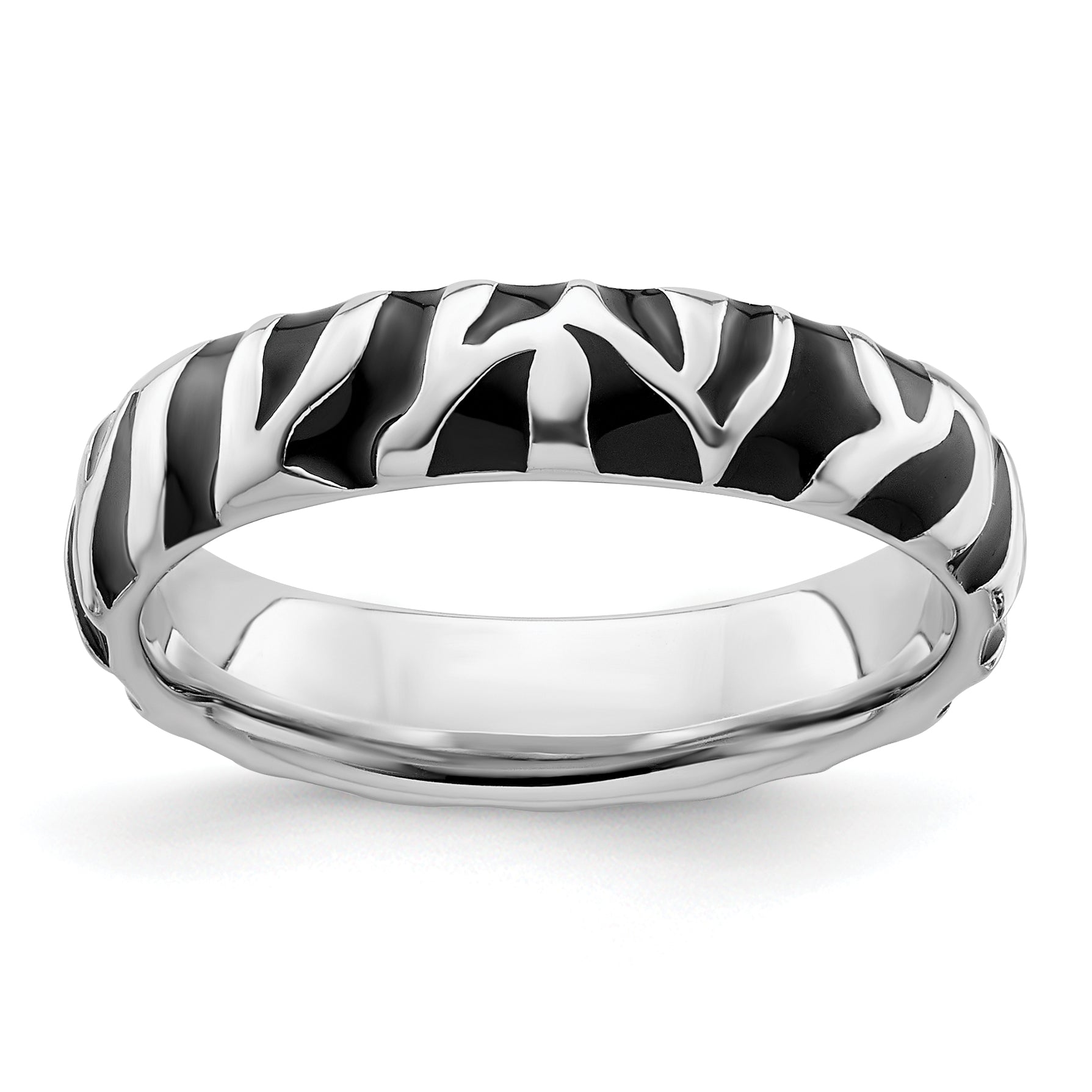 Sterlingsilber Stapelbar Expressions Poliert Emailliert Animal Druck Ring