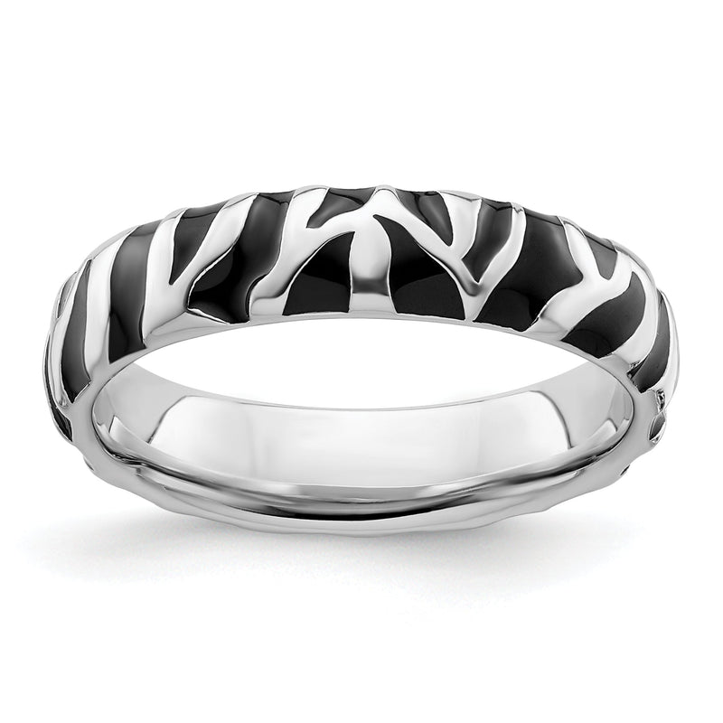 Sterlingsilber Stapelbar Expressions Poliert Emailliert Animal Druck Ring
