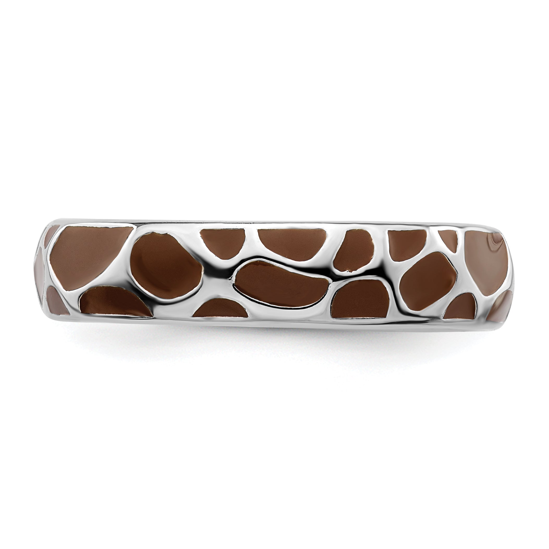 Sterlingsilber Stapelbar Expressions Poliert Emailliert Animal Druck Ring
