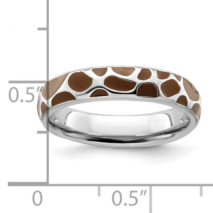 Sterlingsilber Stapelbar Expressions Poliert Emailliert Animal Druck Ring