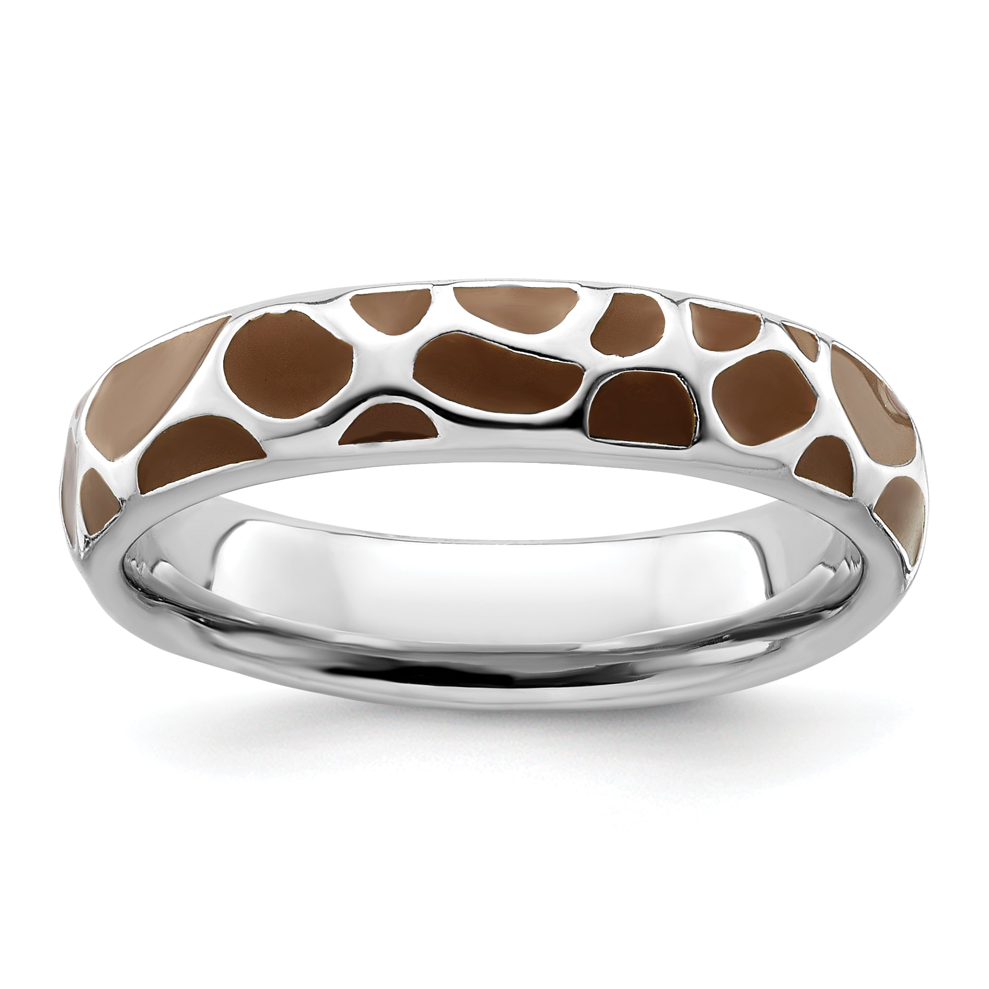 Sterlingsilber Stapelbar Expressions Poliert Emailliert Animal Druck Ring