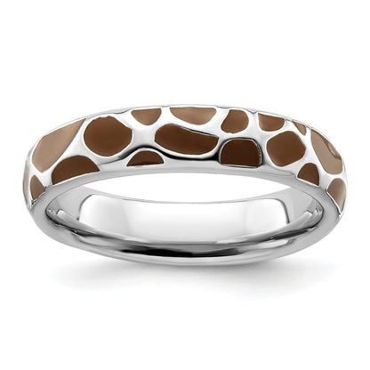 Sterlingsilber Stapelbar Expressions Poliert Emailliert Animal Druck Ring