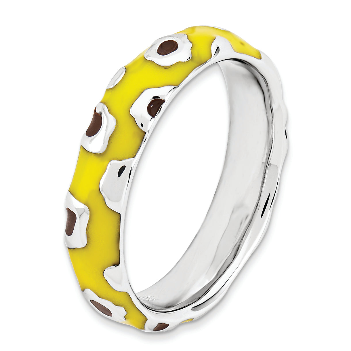 Sterlingsilber Stapelbar Expressions Poliert Emailliert Animal Druck Ring