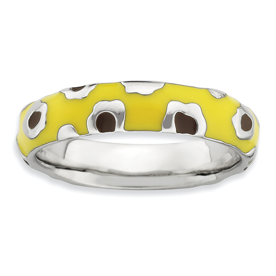 Sterlingsilber Stapelbar Expressions Poliert Emailliert Animal Druck Ring