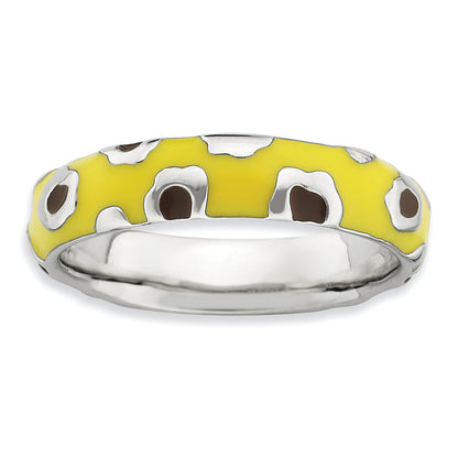 Sterlingsilber Stapelbar Expressions Poliert Emailliert Animal Druck Ring