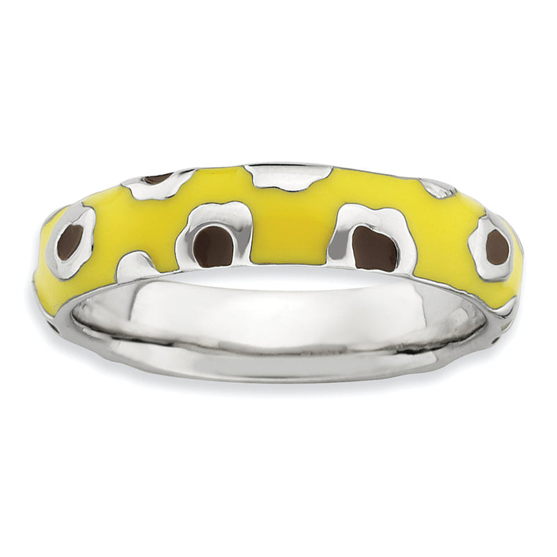 Sterlingsilber Stapelbar Expressions Poliert Emailliert Animal Druck Ring