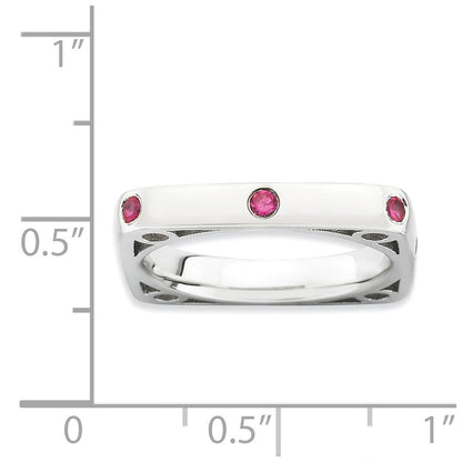 Sterlingsilber Stapelbar Expressions Poliert Erzeugt Rubin Quadratisch Ring