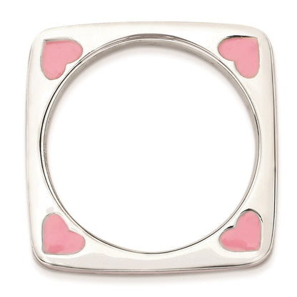 Sterlingsilber Stapelbar Expressions Poliert Rosa Emailliert Quadratisch Ring