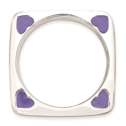 Sterlingsilber Stapelbar Expressions Poliert Lila Emailliert Quadratisch Ring