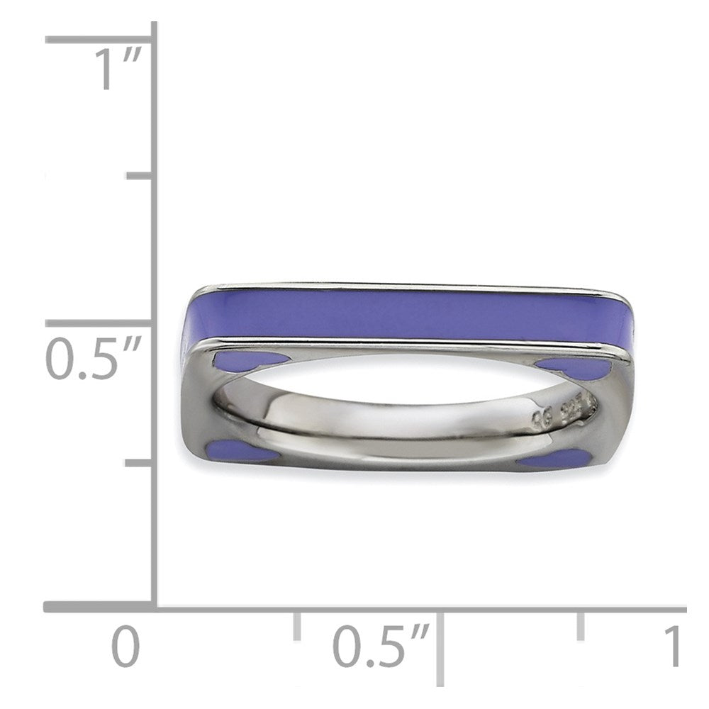 Sterlingsilber Stapelbar Expressions Poliert Lila Emailliert Quadratisch Ring