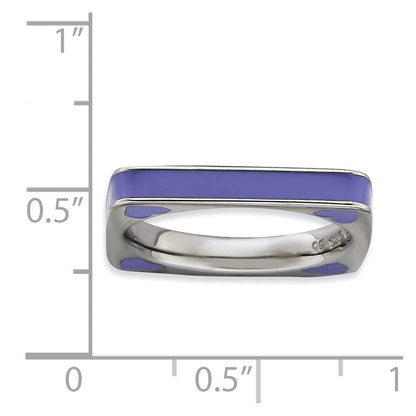 Sterlingsilber Stapelbar Expressions Poliert Lila Emailliert Quadratisch Ring