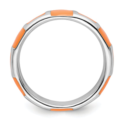 Sterlingsilber Stapelbar Expressions Poliert Orange Emailliert Ring