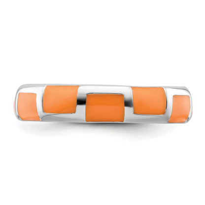 Sterlingsilber Stapelbar Expressions Poliert Orange Emailliert Ring