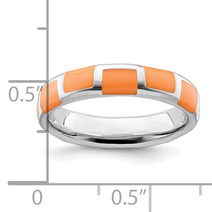Sterlingsilber Stapelbar Expressions Poliert Orange Emailliert Ring