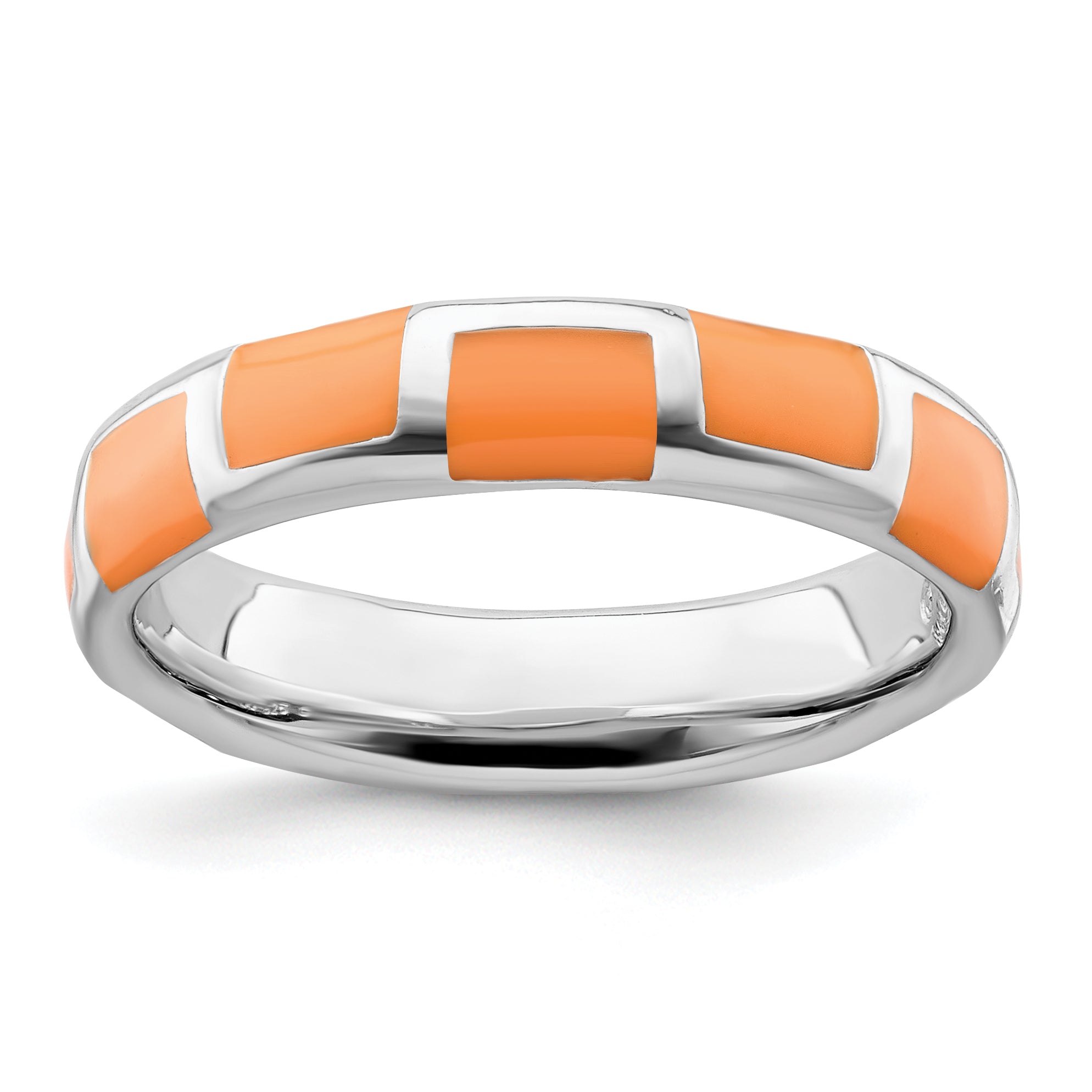 Sterlingsilber Stapelbar Expressions Poliert Orange Emailliert Ring