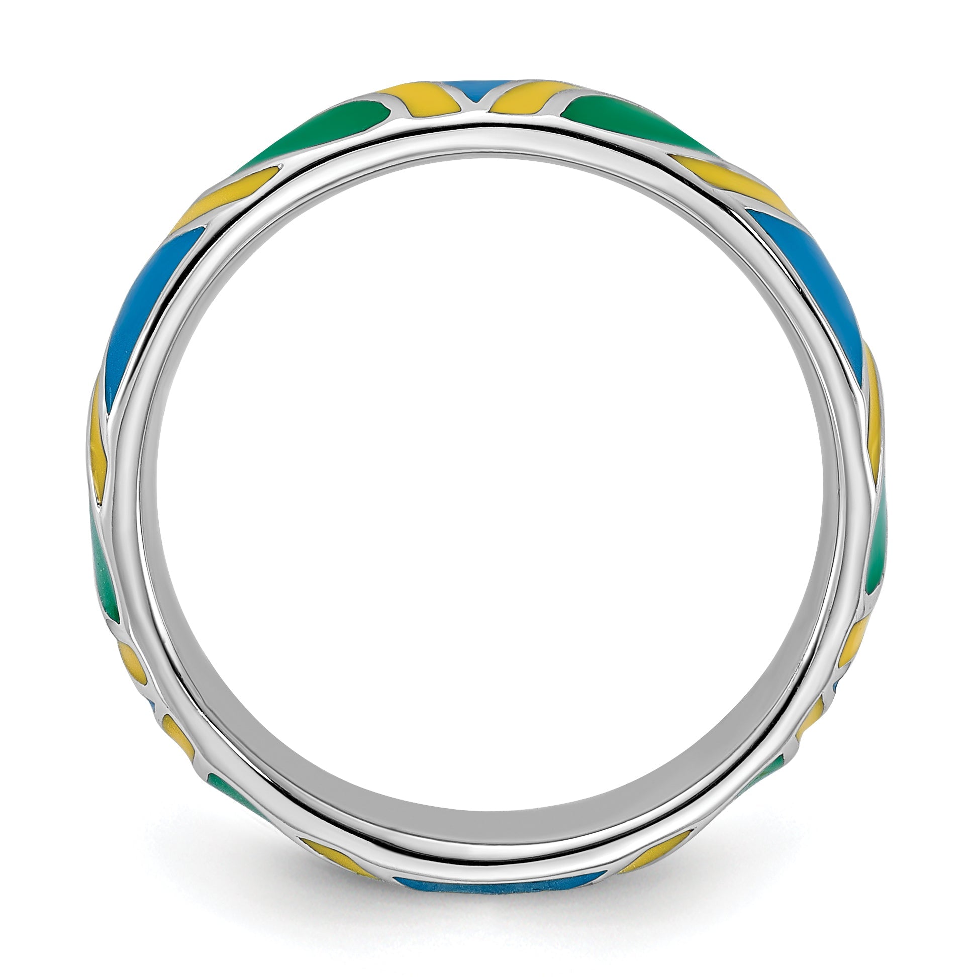 Sterlingsilber Stapelbar Expressions Poliert Mehrfarbig Emailliert Ring