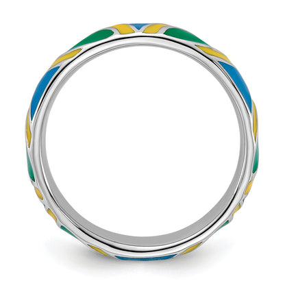 Sterlingsilber Stapelbar Expressions Poliert Mehrfarbig Emailliert Ring