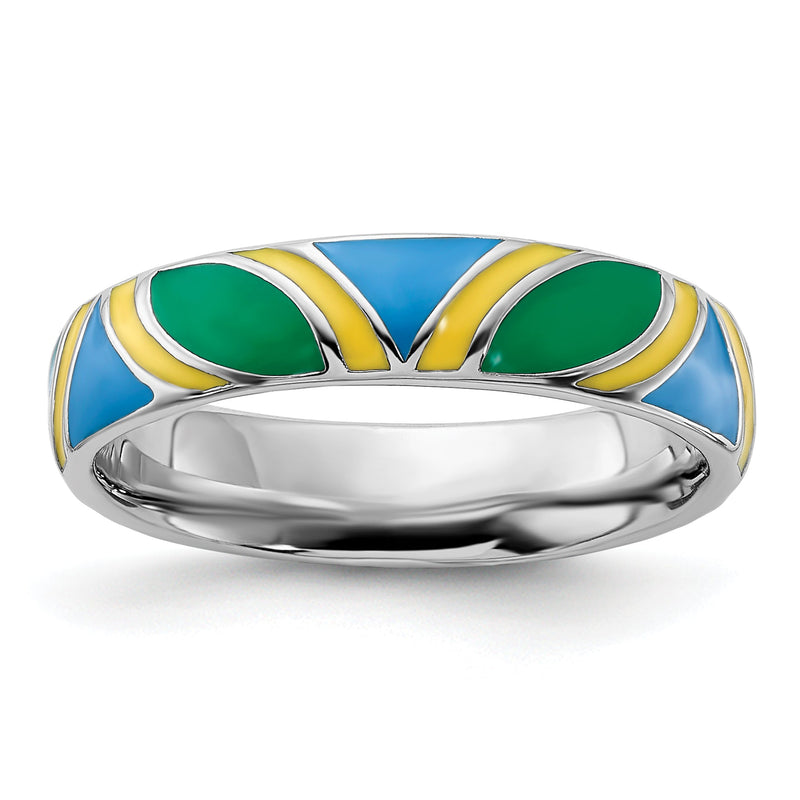 Sterlingsilber Stapelbar Expressions Poliert Mehrfarbig Emailliert Ring