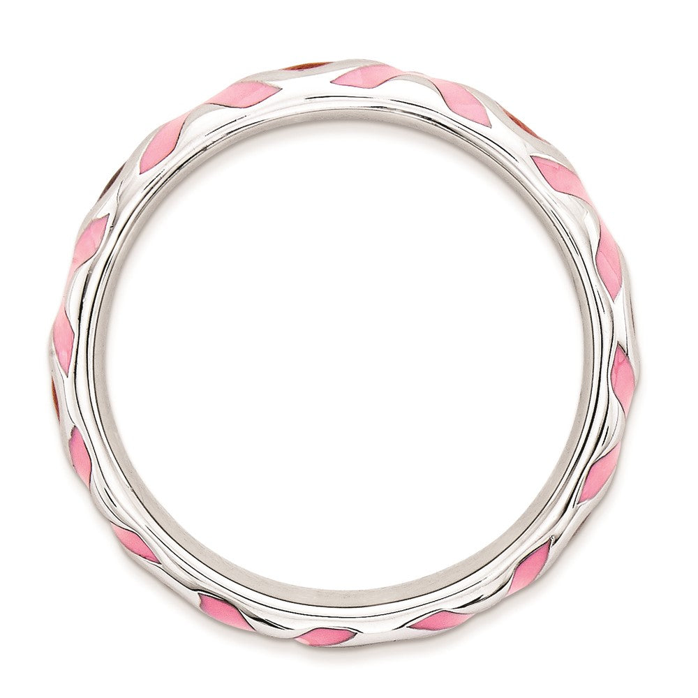 Sterlingsilber Stapelbar Expressions Poliert Rosa/red Emailliert Ring