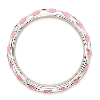 Sterlingsilber Stapelbar Expressions Poliert Rosa/red Emailliert Ring