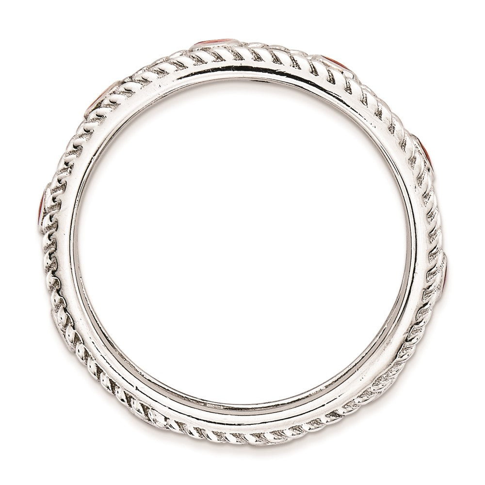 Sterlingsilber Stapelbar Expressions Poliert Rot/black Emailliert Ring