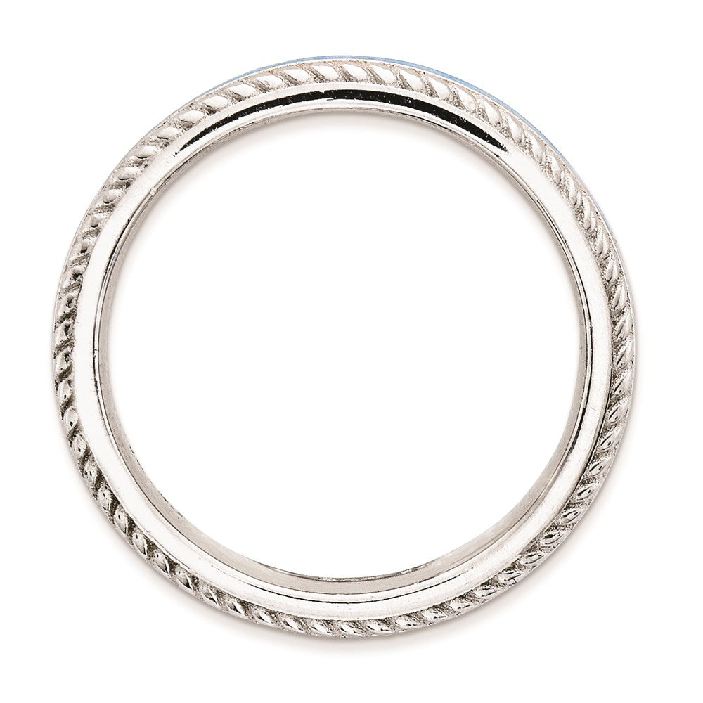 Sterlingsilber Stapelbar Expressions Poliert Blau Emailliert Ring (size 5 Nur)
