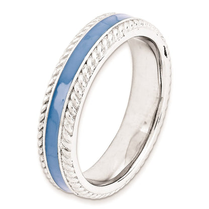 Sterlingsilber Stapelbar Expressions Poliert Blau Emailliert Ring (size 5 Nur)