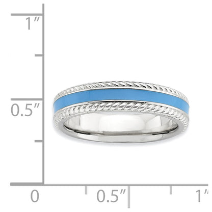 Sterlingsilber Stapelbar Expressions Poliert Blau Emailliert Ring (size 5 Nur)
