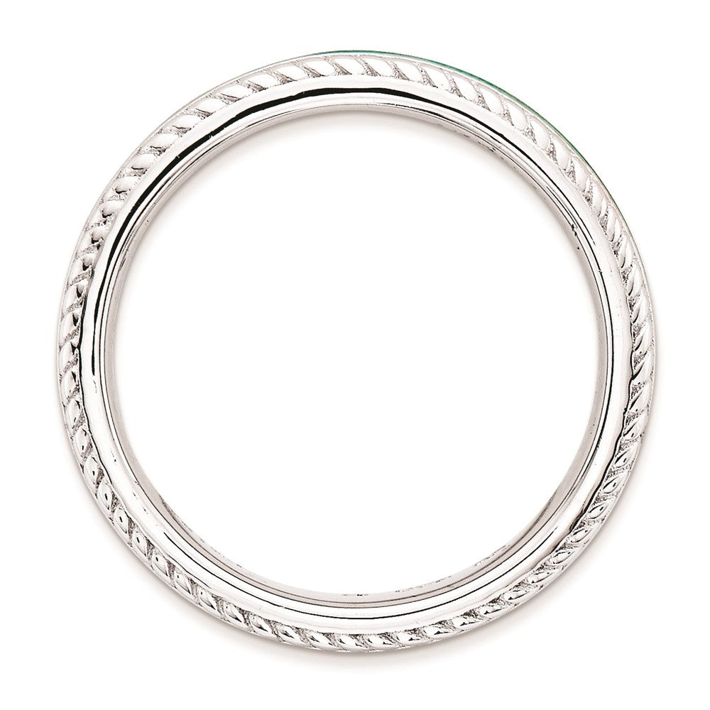 Sterlingsilber Stapelbar Expressions Poliert Grün Emailliert Ring (size 5 Nur)