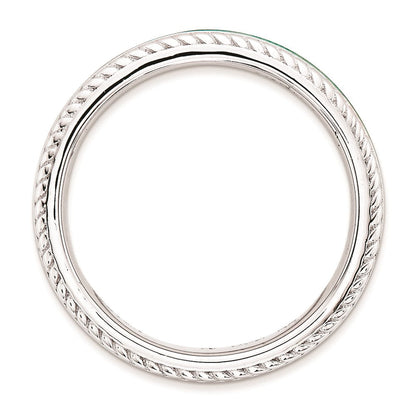 Sterlingsilber Stapelbar Expressions Poliert Grün Emailliert Ring (size 5 Nur)