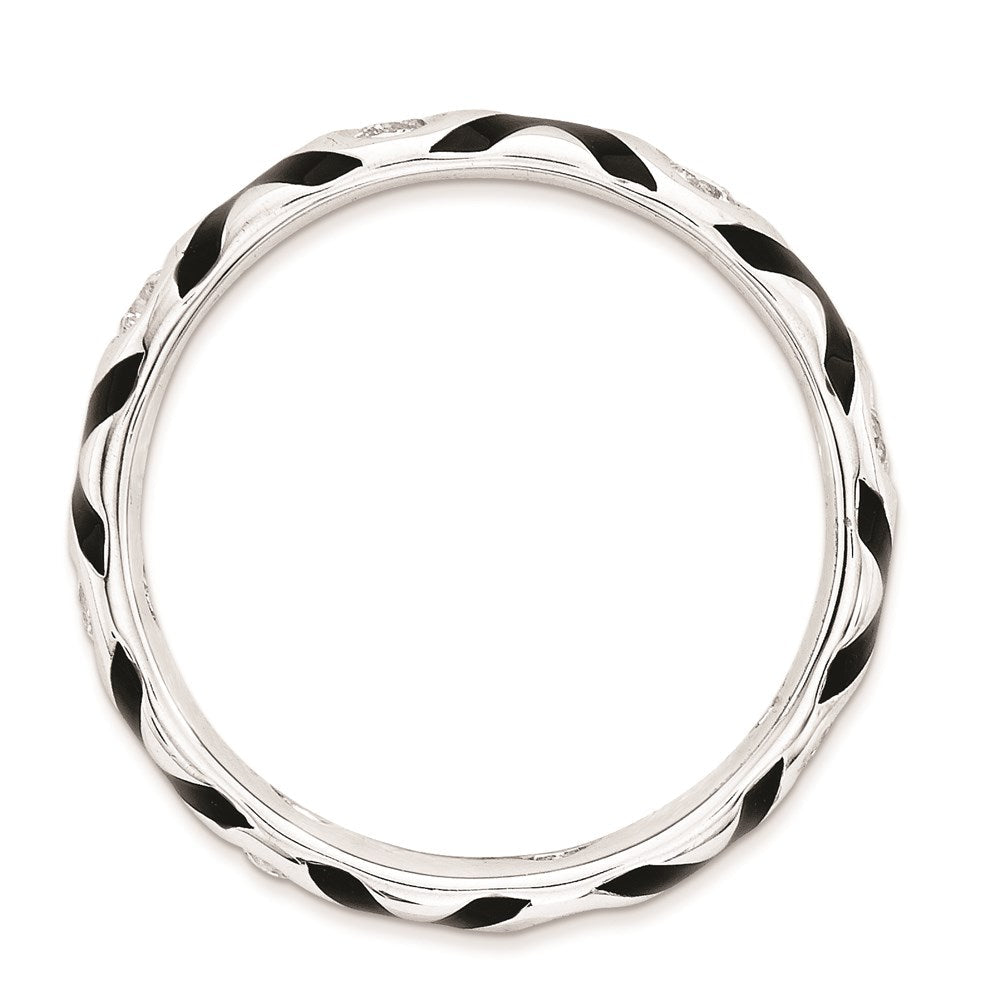 Sterlingsilber Stapelbar Expressions Poliert Zirkonia & Emailliert Ring