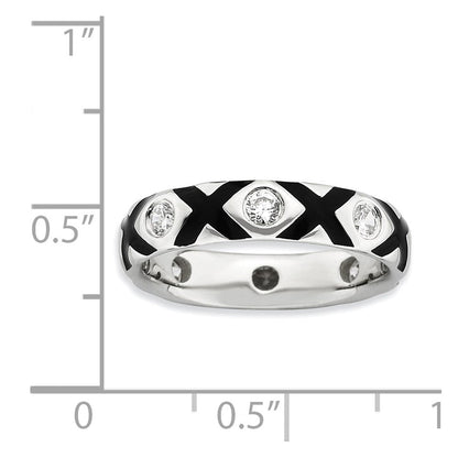 Sterlingsilber Stapelbar Expressions Poliert Zirkonia & Emailliert Ring