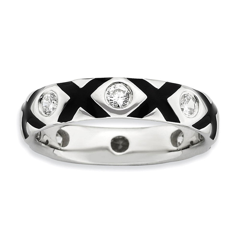 Sterlingsilber Stapelbar Expressions Poliert Zirkonia & Emailliert Ring