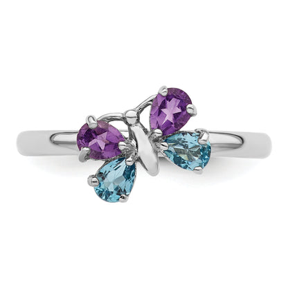 Sterlingsilber Stapelbar Expressions Poliert Bt & Am Schmetterling Ring