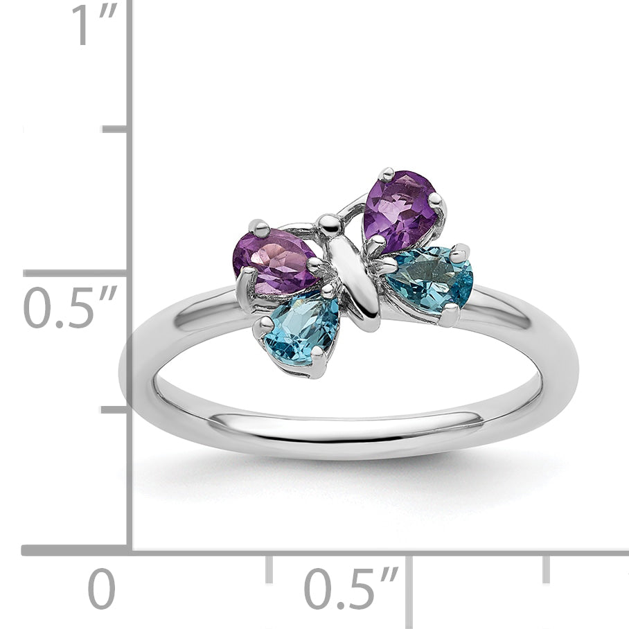 Sterlingsilber Stapelbar Expressions Poliert Bt & Am Schmetterling Ring