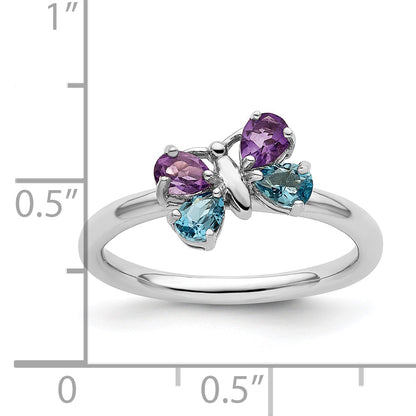 Sterlingsilber Stapelbar Expressions Poliert Bt & Am Schmetterling Ring