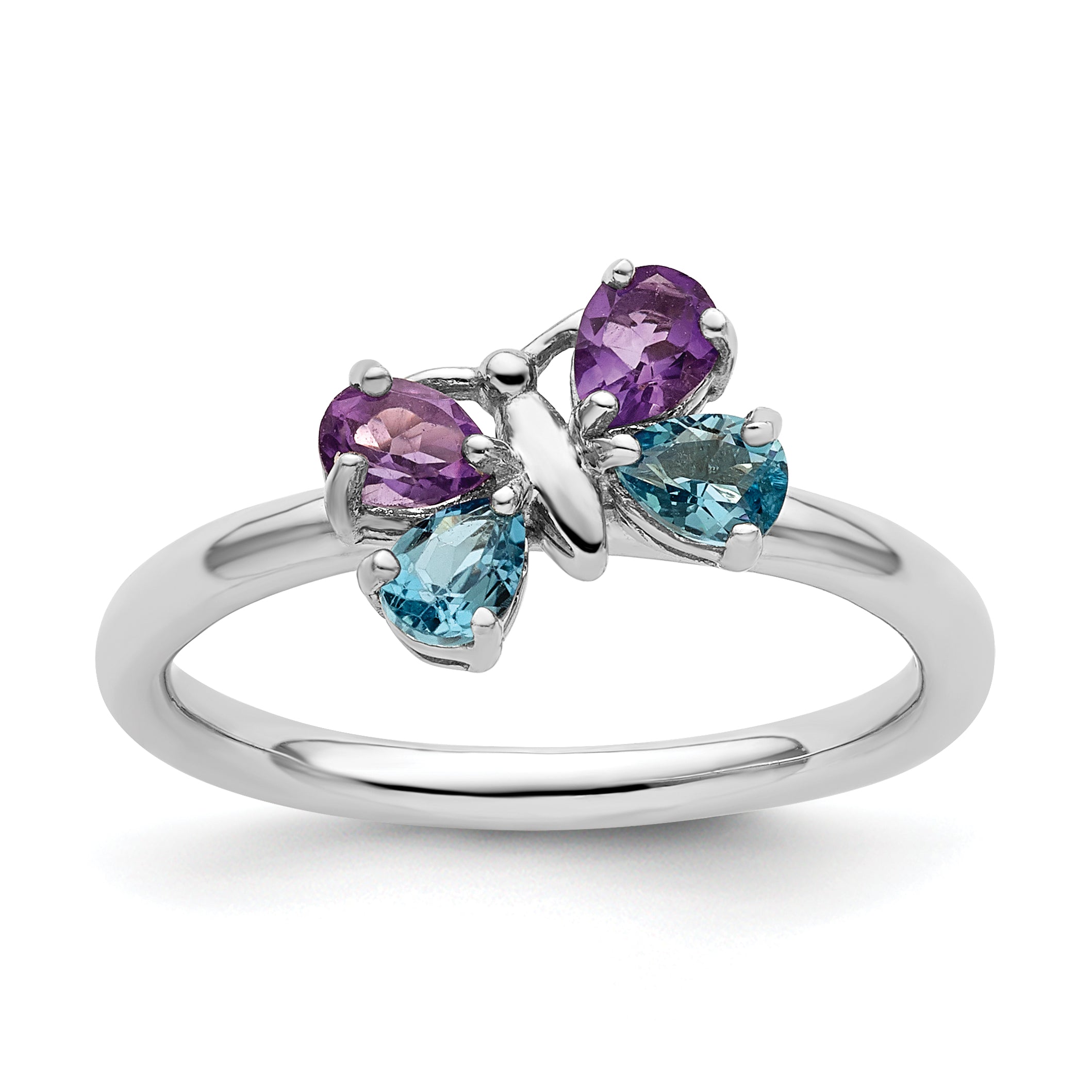 Sterlingsilber Stapelbar Expressions Poliert Bt & Am Schmetterling Ring