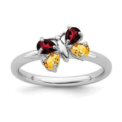 Sterlingsilber Stapelbar Expressions Poliert Ci & Ga Schmetterling Ring