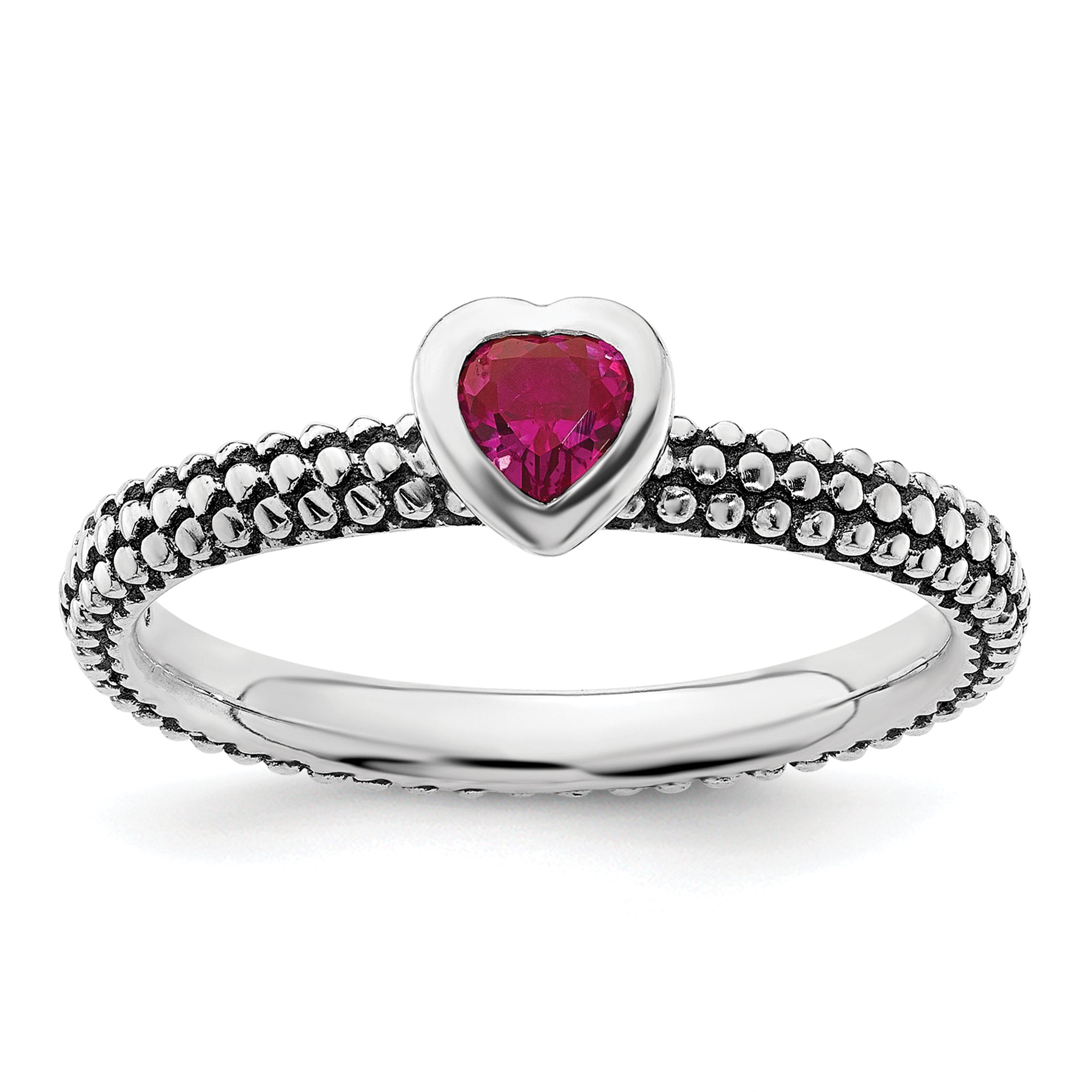 Sterlingsilber Stapelbar Expressions Poliert Cr.r Herz Ring