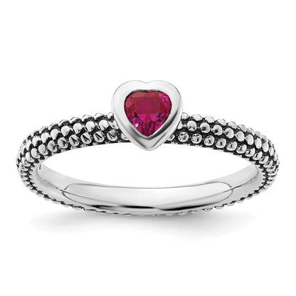 Sterlingsilber Stapelbar Expressions Poliert Cr.r Herz Ring