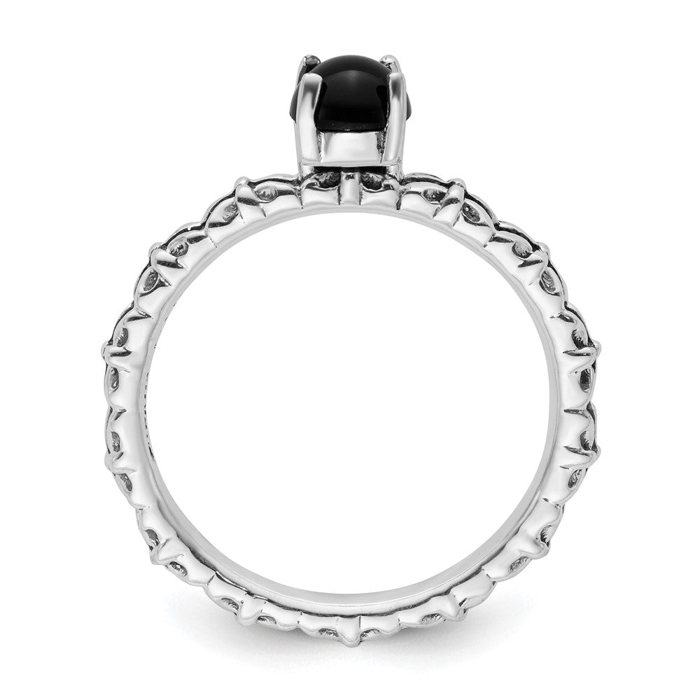 Sterlingsilber Stapelbar Expressions Antikisiert Schwarz Achat Ring