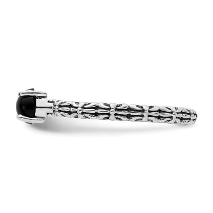 Sterlingsilber Stapelbar Expressions Antikisiert Schwarz Achat Ring