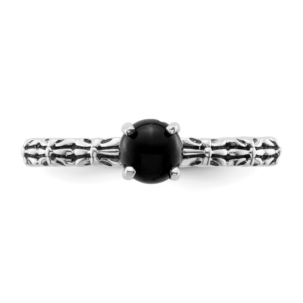 Sterlingsilber Stapelbar Expressions Antikisiert Schwarz Achat Ring