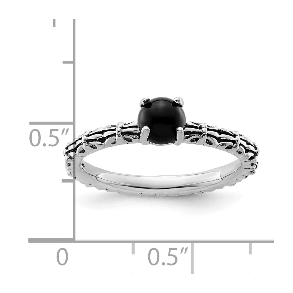 Sterlingsilber Stapelbar Expressions Antikisiert Schwarz Achat Ring