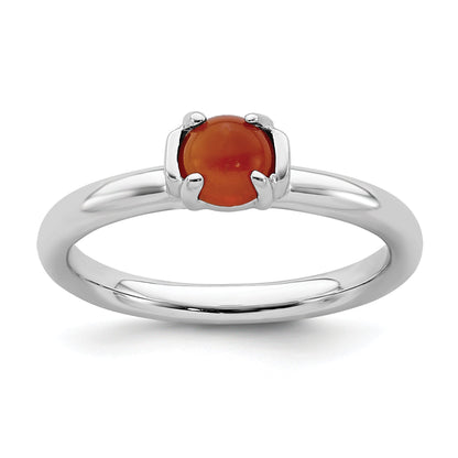 Sterlingsilber Stapelbar Expressions Poliert Rot Achat Ring